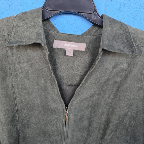 Croft & Barrow Olive Green Microsuede Light Jacket Sz L - Picture 3 of 12